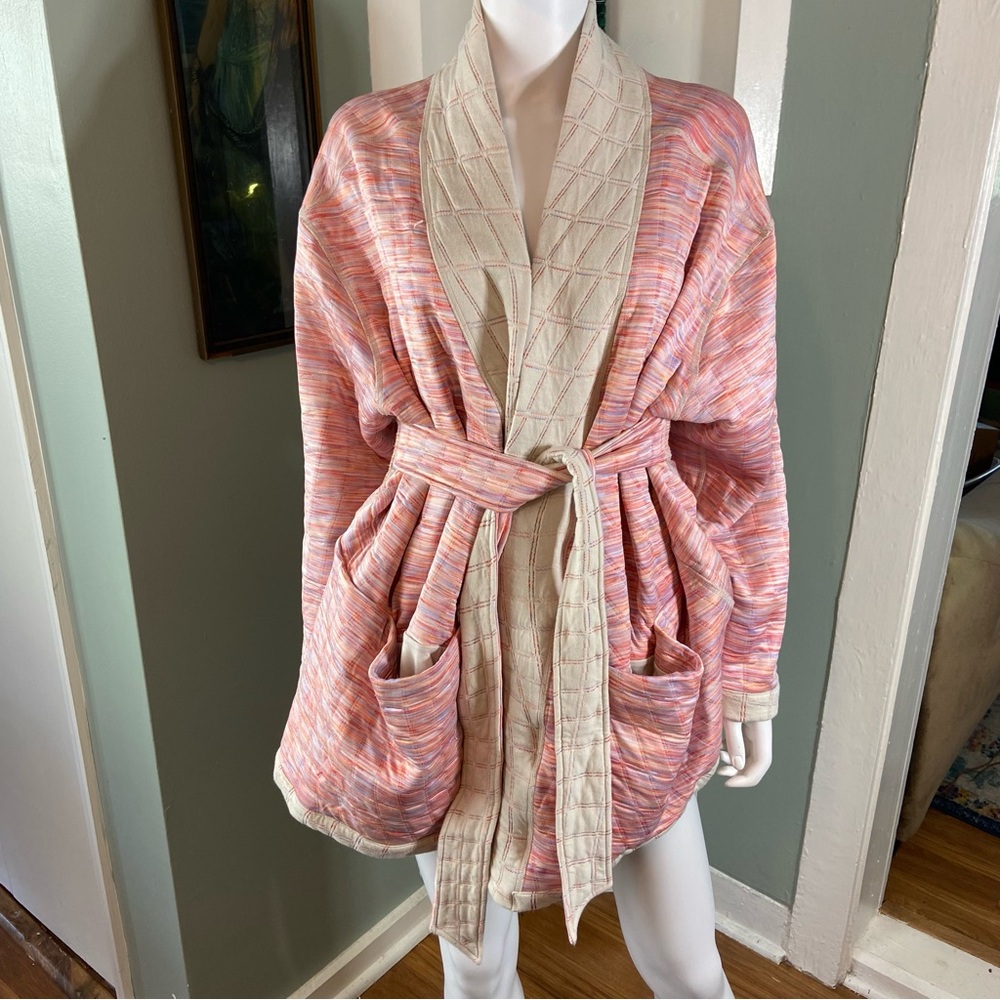 Nike Women's Reversible Quilted Pink Space Dyed Yoga Robe Jacket Therma-Fit 1X - Picture 3 of 16